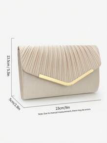 褶皱翻盖缎面晚装手拿包，时尚个性化信封手提包，适合派对、礼服、婚礼、豪华活动、鸡尾酒会手提包，优雅女士单肩包，婚礼手拿包 - 杏色 - 查看 11