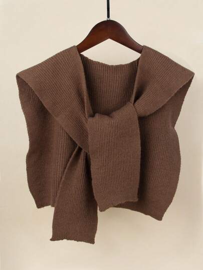 1 Stück Damen süßer Stil einfarbiger gestrickter Cape Schal, warm und weich für den täglichen Freizeitgebrauch