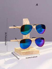 1pc Single Row And Double Side Eyeglasses Storage Rack, Solid Wood Sunglasses Display And Storage Shelf, Multi-functional Countertop Organizer For Sunglasses And Eyeglasses - Beige - View 3