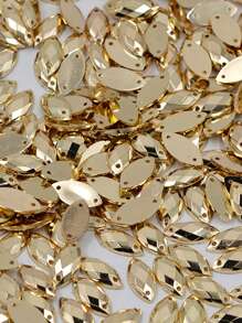 Junao 7*15mm 100pcs Sewing Crystal Ab Rhinestone Flatback Acrylic Sticker For Diy Crafts