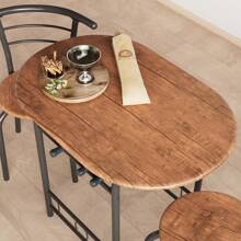 Flamaker Furmax 3 Piece Wood Round Table & Chair Set For Dining Room Kitchen Bar Breakfast, With Wine Storage Rack, Space Saving - Coffee Brown - View 7