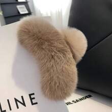 1pc Women's Multicolor Orylag Rabbit Fur Claw Hair Clip, Suitable For Daily Use In Fall/winter - milky white - View 6
