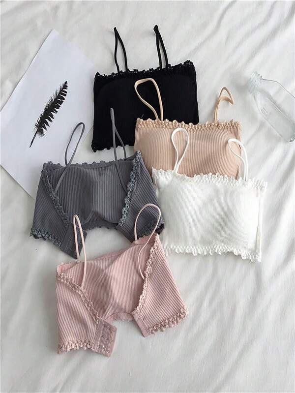 5pcs Women's Underwear Set Including: Bra, Girl Tube Top, Camisole, Lace Tank Top, Sports Bra
