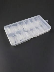 120 件/盒全覆盖假指甲丙烯酸指甲用品半磨砂无缝指甲透明长椭圆形指甲片 - 無色 - 查看 4