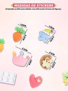 Stickers 3D Pegatinas Kawaii Figuras Aleatorias, Paquete 16pz - Multicolor - Ver 5
