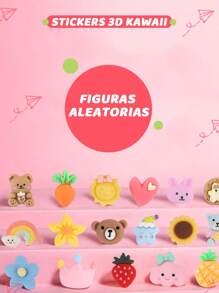 Stickers 3D Pegatinas Kawaii Figuras Aleatorias, Paquete 16pz - Multicolor - Ver 4