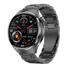 新款智能手錶,帶通話功能,1.53英寸360*360高清圓形全觸摸屏,適用於ios和android智能手機,具有心率監測、血壓監測、睡眠監測、體溫檢測、天氣、海拔、計步、防水等功能電池壽命 - 黑色鋼錶帶 - 查看 1