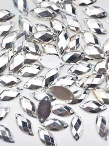 7*15mm 100 st. Sömnad Kristall AB Strassdekor Akryl Klistermärke Med Platt Tillbaka , Lämplig För Sömnad Projekt - Silver - Visa 3