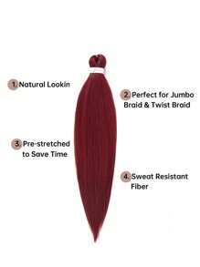 Pre stretched woven hair extension 26 inch knot free box braid professional synthetic crochet woven natural EZ braid black wine hair bundle - Burgundy - View 4