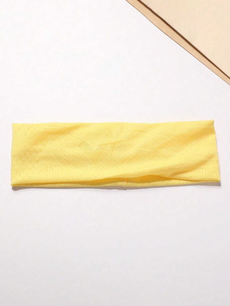 1pc Baby Headband, Simple Solid Color, Lightweight And Breathable - Yellow - View 1