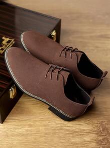 休闲男士绒面革运动鞋，多色休闲皮鞋，大码男士平底鞋（大一码） - 棕色 - 查看 5