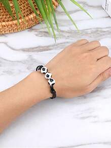 1條用於籃球、網球、棒球、足球的蠟繩編織手鍊,男士世界杯足球吊墜