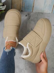 2023 Mới Đúng mốt Và Thoải mái Quý cô Nền tảng Giày thể thao Với Nêm Giày cao gót - Màu be - Xem 2