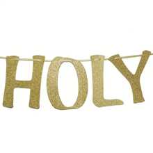 1pc 'holy You're Old' Gold Glitter Banner Sign For 30th 40th 50th 60th 70th 80th 90th Funny Birthday Party Decoration Photo Booth Props,Christmas
