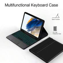 背光触控板键盘保护套书式保护套适用于 Galaxy Tab A8 10.5 英寸 X200 X205 X205C 平板电脑磁分离智能触控板键盘超薄 - 黑色-英語佈局 - 查看 2