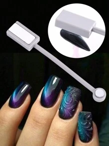 1支雙頭美甲磁鐵棒,貓眼美甲凝膠指甲油3d線條條紋效果強磁力筆工具diy美甲 - 彩色 - 查看 1
