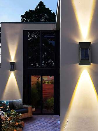 2入組太陽能 Up And Down 耀眼牆燈,戶外防水 Led 踏步燈,現代裝飾牆燈,適用於戶外庭院、花園、草坪、庭院、圍欄、車道、路徑裝飾燈