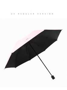 1pc Solid Color Uv Protection 3-folding Umbrella, Sun & Rain With Black Coating, Summer/winter Use For Men And Women - UV solid color umbrella - View 6