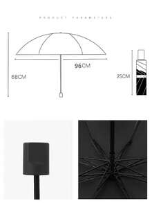 1pc Solid Color Uv Protection 3-folding Umbrella, Sun & Rain With Black Coating, Summer/winter Use For Men And Women - UV solid color umbrella - View 10