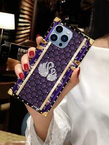 2D 立体天鹅图案防震长方形手机壳，兼容三星 Galaxy S26 Ultra/S26/S26 Plus、17 Pro Max/17 Air/16 Pro Max/15 Plus、Galaxy S25 FE/A17/A07/S24+/S24 Ultra 5G/S24FE/A55 5G/Note20 Ultra/Note10+、Note 13 Pro 5G、A38、C63、Y36、Smart8、Spark20/GO 2024/HOT 40i，国际版，不适用于国内版 - 紫色 - 查看 5