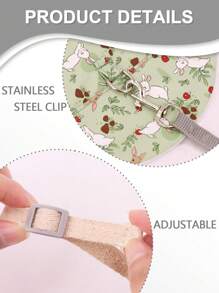 Supet 1pc Fashionable Printed Breathable Small Pet Harness And Leash Set For Outdoor Activities, Suitable For Rabbits - Green - View 2