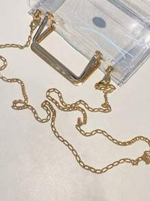 Waterproof 1pc Metal Chain Decorated Transparent Pvc Jelly Bag For Women's Daily Use, Dating, Waterproof, Sandproof Transparent Bag, Beach Sports Picnic Snacks Clear Purse For Women - Clear - View 7