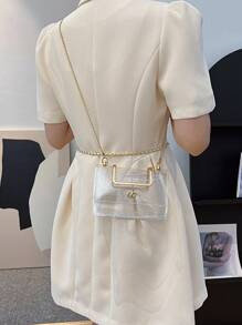 Waterproof 1pc Metal Chain Decorated Transparent Pvc Jelly Bag For Women's Daily Use, Dating, Waterproof, Sandproof Transparent Bag, Beach Sports Picnic Snacks Clear Purse For Women - Clear - View 9