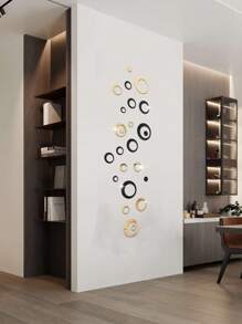 24 piezas/set Pegatinas de espejo de pared creativas con diseño geométrico, espejo acrílico autoadhesivo para decoración de habitación de niños, sala de estar, dormitorio, baño, entrada, regalos, cumpleaños, graduación, decoración del hogar - Multicolor - Ver 6