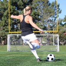 1組5號22cm直徑男女成年男女學生耐磨機縫pu訓練比賽足球踢足球免費一對7號守門員手套泵護腳踝組合套裝 - 藍白色 - 查看 5