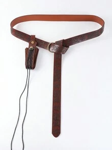 2pcs Renaissance Costume Accessories Medieval Knight Belt Retro Pouch & Bracers Set - Brown - View 3