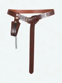 2pcs Renaissance Costume Accessories Medieval Knight Belt Retro Pouch & Bracers Set - Brown - View 1