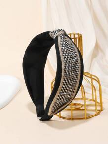 1pc Women's Multicolor Plaid Pattern Wide Headband, Suitable For Daily Use - Multicolor - View 1