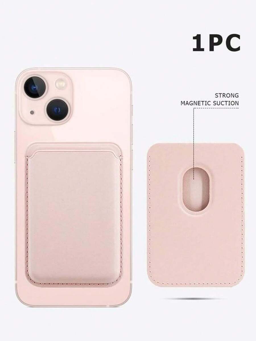 Kẹp thẻ bằng da Pu từ tính Magsafe được cá nhân hóa Tương thích với iPhone Ví đựng thẻ từ tính Túi đựng phụ kiện vỏ điện thoại - Hồng - Xem 1