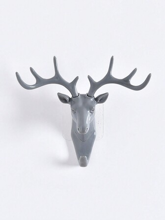 1個黑色鹿角造型儲物掛鉤掛牆式架子,創意掛鉤壁裝飾鑰匙架