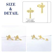 feilok 1對時尚獨特的金色925純銀鋯石十字與無限符號耳釘,適合女性和女孩日常佩戴或作為生日、婚禮、聖誕節和情人節等節日的禮物