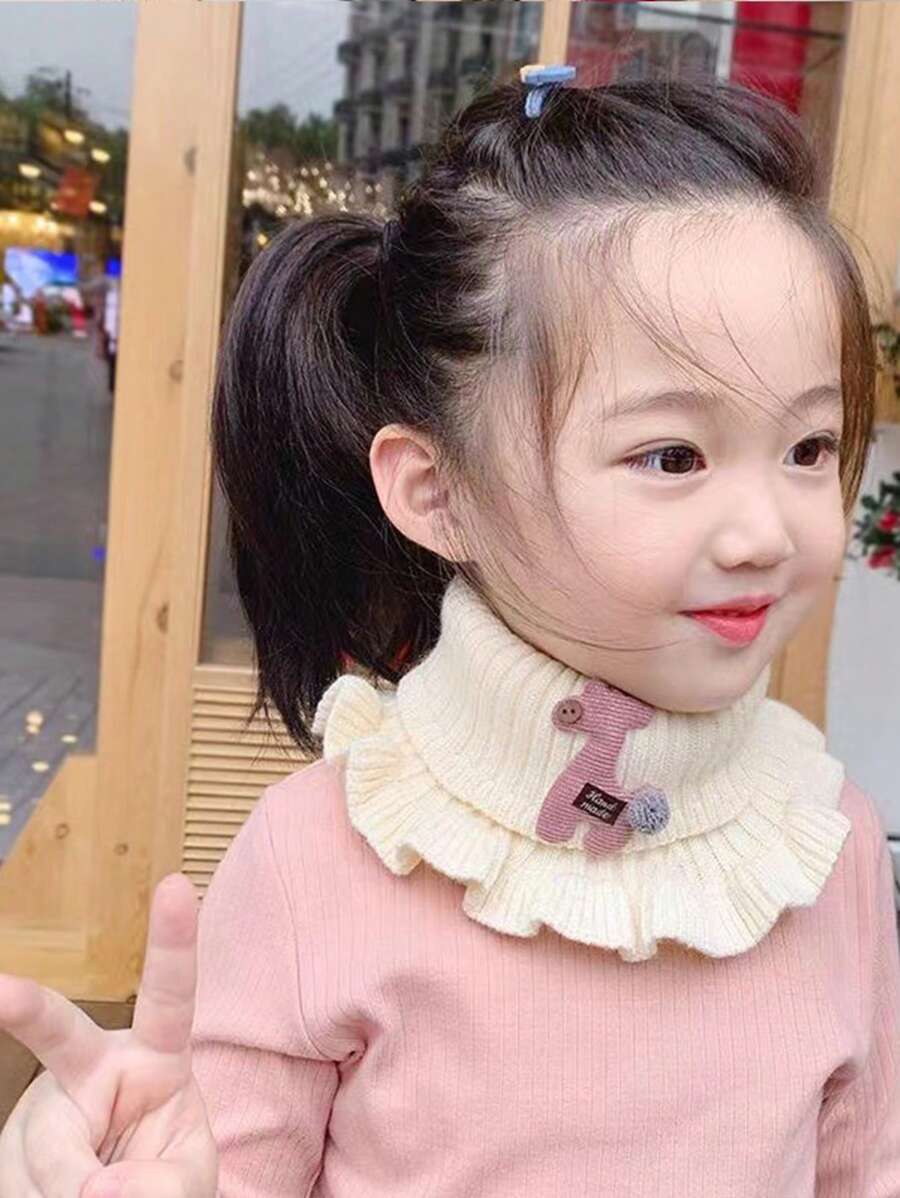 1入組淺褐色卡通小小鹿領保暖 - 米色 - 查看 1