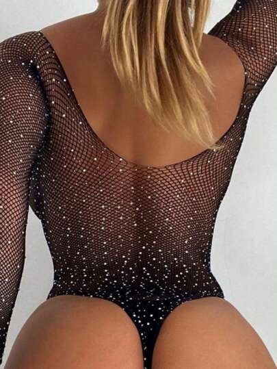 1pc Verleidelijke Lingerie Bodysuit Hollow Out Bodystocking out Underwear Rave view 2