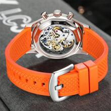 SEAKOSS 40mm 海鸥 1963 计时机械表男士 ST1903 硅胶飞行员时钟超级夜光蓝宝石腕表 - 橘色 - 查看 5