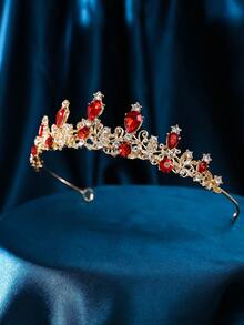 1 chiếc mũ sắt bằng hợp kim dành cho nữ thanh lịch và thời trang, hoàn hảo cho đám cưới cô dâu và trang trí vương miện cho bữa tiệc - Vàng - Xem 2