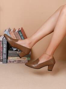 時尚和優雅女士樂福鞋尖頭高跟鞋高跟鞋 - 棕色 - 查看 7