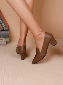 時尚和優雅女士樂福鞋尖頭高跟鞋高跟鞋 - 棕色 - 查看 4