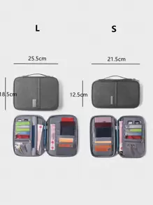便携式旅行护照夹，带多个现金和卡片隔层，手持护照文件整理袋；防水旅行证件收纳袋旅行用品旅行整理袋旅行用品旅行钱包护照夹护照钱包海滩度假包夏季圣诞假期 - 灰色 - 查看 4
