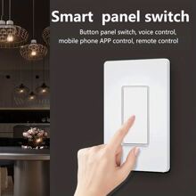 Smart Light Switch 2.4GHz WiFi Panel American Standard Switch Wireless Lighting Control Through The Smart Life 0r Tuya Smart APP, Compatible With Alexa, Assistant Voice Control, Customized Switch, Remote Control, Timer Switch, 1pc 10A - White - View 3