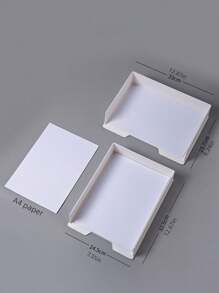 21 Tier Stackable Letter Tray White, Desk Paper Tray File Organizer, Plastic office Paper Sorter Tray, Desktop Stacking Support Office File Tray Desk Organizer for A4 Papers, Magazines, Books, Documents - Single layer horizontal version - View 7