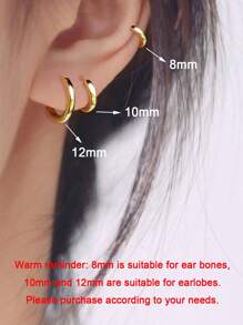 1雙時尚925純銀小箍釘狀首飾平滑耳朵骨扣飾帶經典適合女士女孩首飾類禮物 - 查看 8