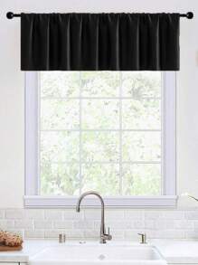 1入組純色桿袋隔光廚房短窗簾,適用於臥室,廚房短窗簾和多層小窗簾 - 黑色 - 查看 3