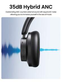 UGREEN 高分辨率 HiTune Max3 混合 35dB ANC 主动降噪耳机无线包耳式蓝牙耳机，3D 空间音频 - 黑色 - 查看 4
