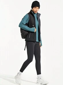 女式保暖内衬紧身裤 防水保暖跑步裤 带口袋保暖徒步紧身裤 Colanti - 黑色 - 查看 7