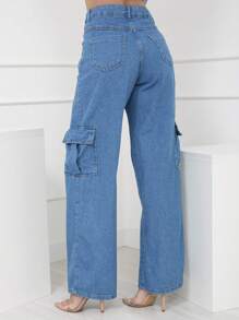 Women Jeans - 中等水洗藍 - 查看 5