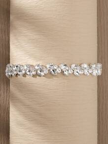 1pc Lady's Elastic Leg Garter With Rhinestone Design, Perfect For Wedding Decoration - Silver - View 6